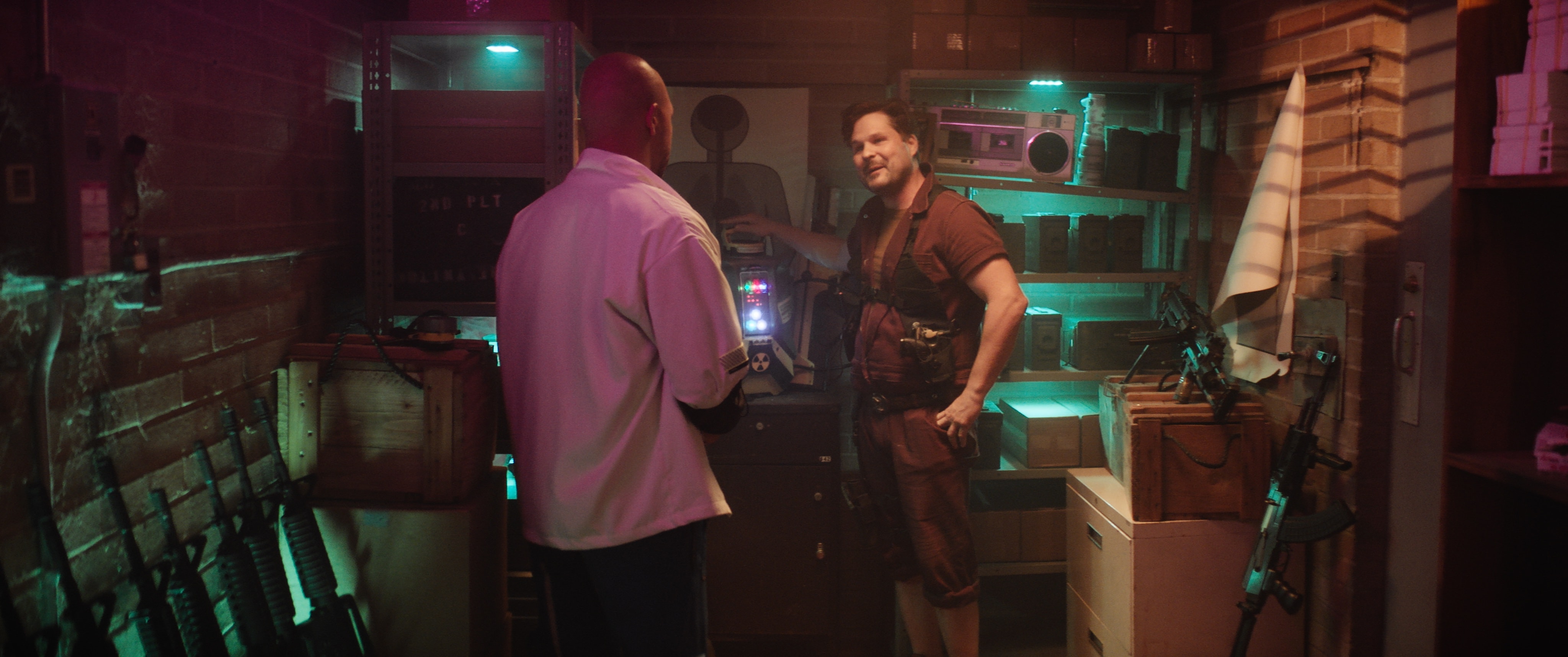 Clone Cops production still 11 - behind the scenes scene from the 2025 indie sci-fi comedy film Clone Cops featuring action and comedy